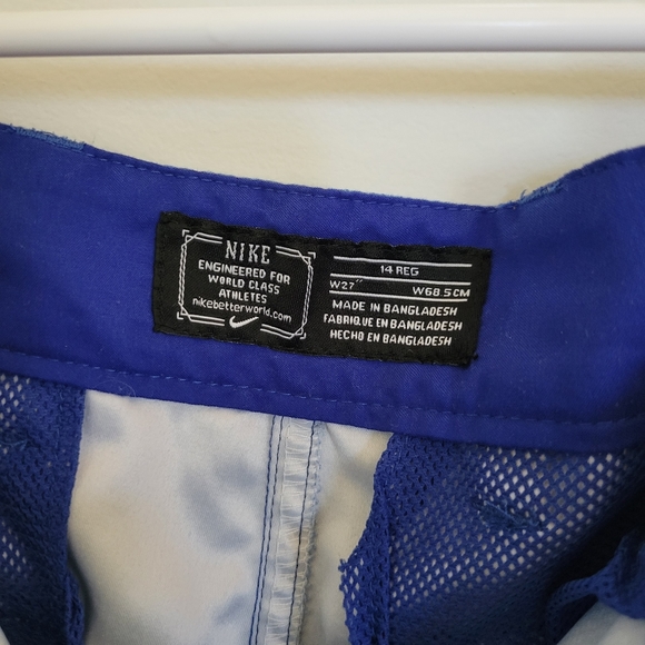 Nike Boys Board Shorts 14 Reg Swim Trunks Long Length Blue Green Stripes - Picture 6 of 7